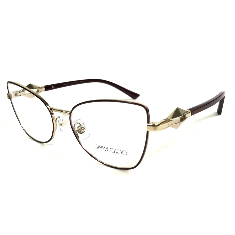 Jimmy Choo Eyeglasses Frames JC2012 3025 Red Gold Cat Eye Wire Rim 53-17-140